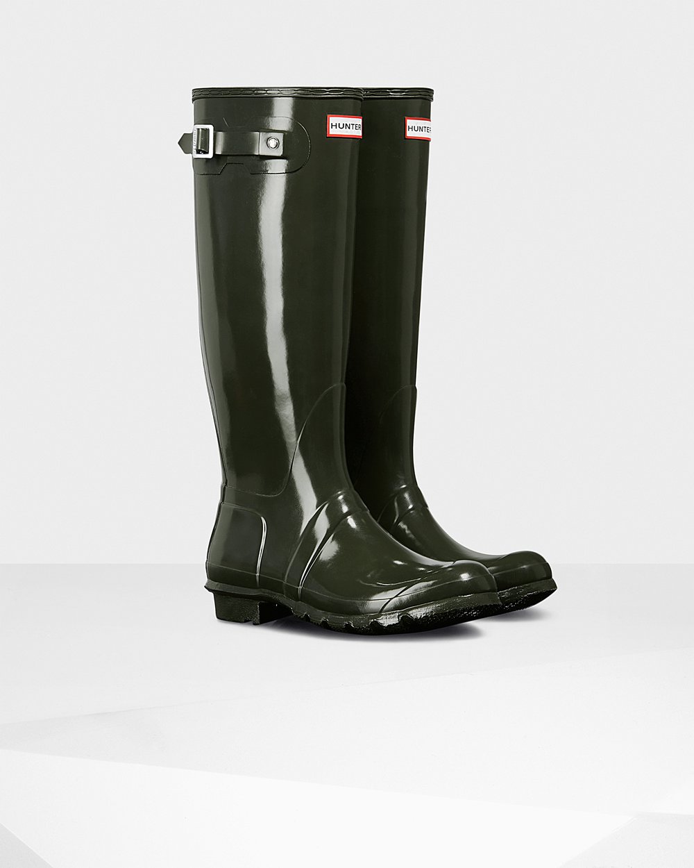 Botas de Lluvia Altas Hunter Mujer - Original Gloss - Verde Oscuro Oliva - GYLSOWN-10